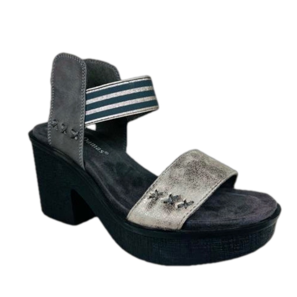 Pierre Dumas Black and Gray Heels with Chunky Platform
